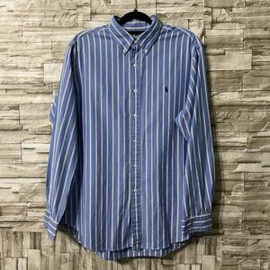 Ralph Lauren Mens 16.5 34/35 Blue White Striped Classic Fit Button Down Shirt
